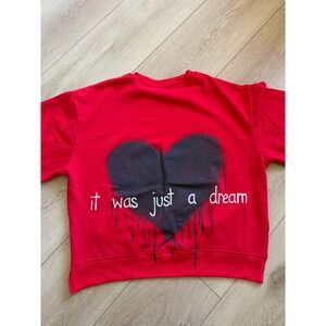 Wren + Glory Red It Was Just A Dream Hand Painted Heart Sweatshirt Medium x123